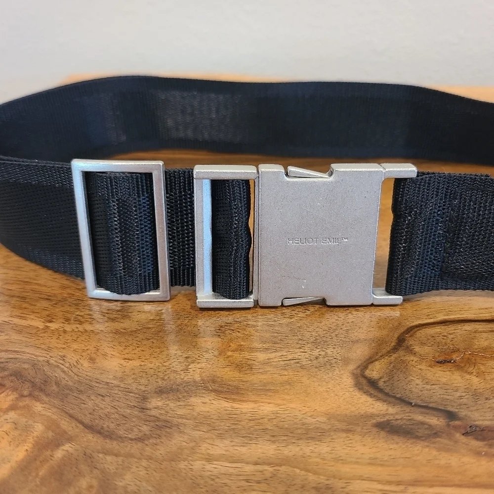 Heliot Emil Black Canvas Logo Belt